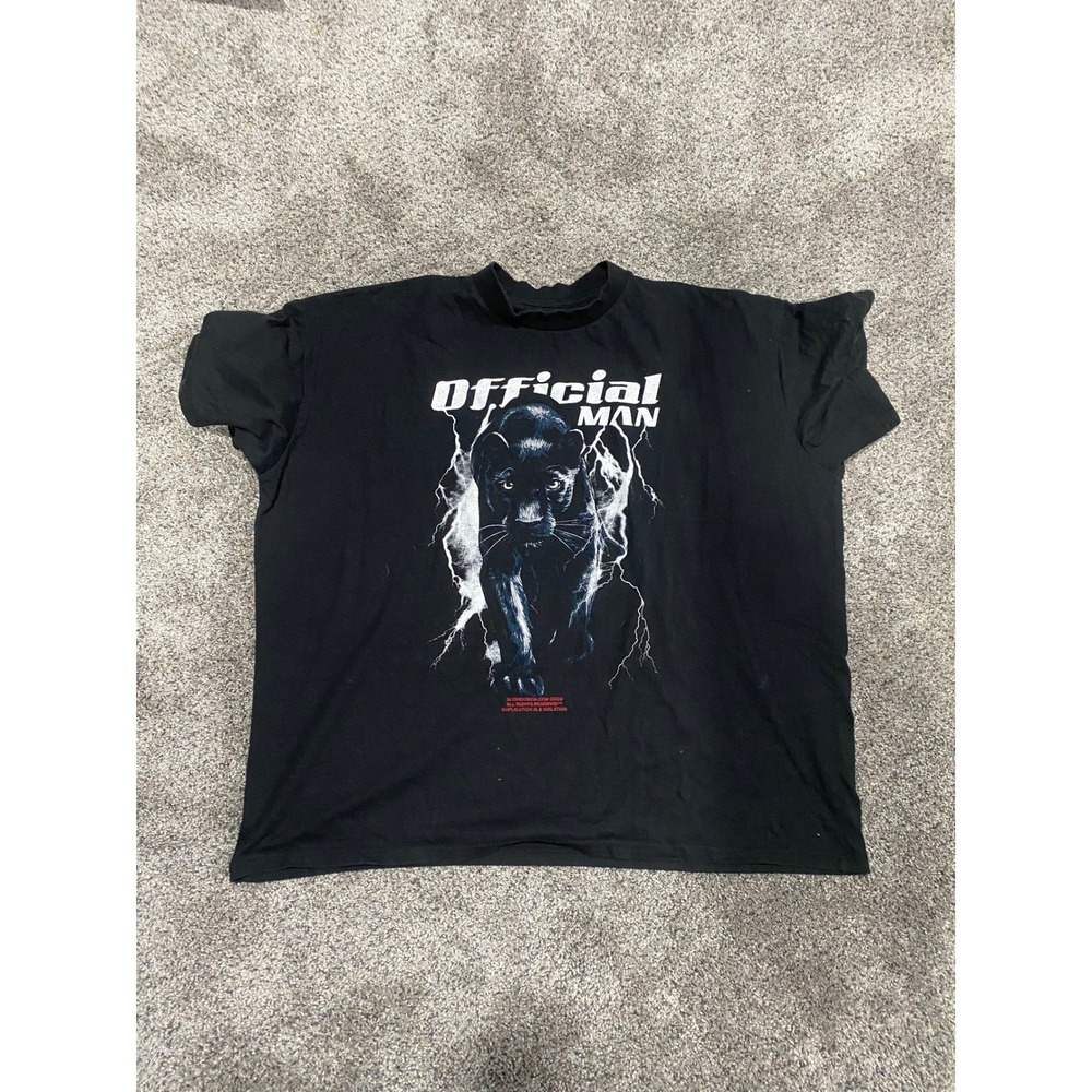 BoohooMAN Official Man Black Panther Lightning Graphic T-Shirt Mens XL